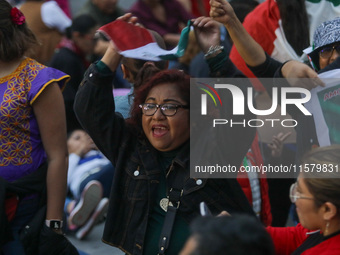 Hundreds of people attend the Zocalo in the main square to listen to Mexican President Lopez Obrador shout the 214th Anniversary of Mexico's...