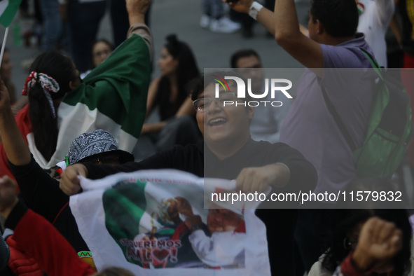 Hundreds of people attend the Zocalo in the main square to listen to Mexican President Lopez Obrador shout the 214th Anniversary of Mexico's...