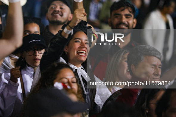 Hundreds of people attend the Zocalo in the main square to listen to Mexican President Lopez Obrador shout the 214th Anniversary of Mexico's...