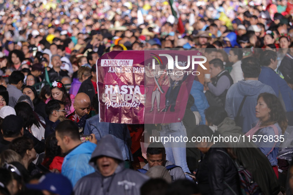 Hundreds of people attend the Zocalo in the main square to listen to Mexican President Lopez Obrador shout the 214th Anniversary of Mexico's...