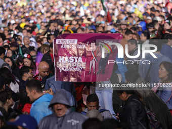 Hundreds of people attend the Zocalo in the main square to listen to Mexican President Lopez Obrador shout the 214th Anniversary of Mexico's...