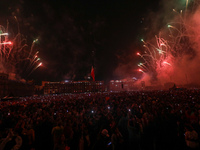 Fireworks are seen at Zocalo in the main square during the 214th Anniversary of Mexico's Independence Day in Mexico City, Mexico, on Septemb...