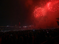 Fireworks are seen at Zocalo in the main square during the 214th Anniversary of Mexico's Independence Day in Mexico City, Mexico, on Septemb...