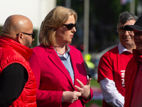 Barbel Bas, president of the German Bundestag, shows her support for the labor union as IGM labor union calls for thousands of steel workers...