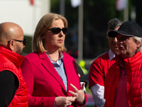 Barbel Bas, president of the German Bundestag, shows her support for the labor union as IGM labor union calls for thousands of steel workers...