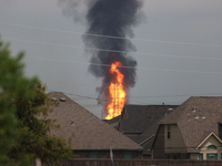 In Pasadena, Texas, a suburb of Houston, on September 16, 2024, a pipeline fire burns throughout the day. The fire can be seen up to twenty...