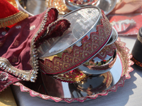 Karva Chauth related products are on display in Brampton, Ontario, Canada, on September 14, 2024. Karva Chauth, also known as Karwa Chauth o...