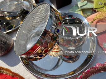 Karva Chauth related products are on display in Brampton, Ontario, Canada, on September 14, 2024. Karva Chauth, also known as Karwa Chauth o...