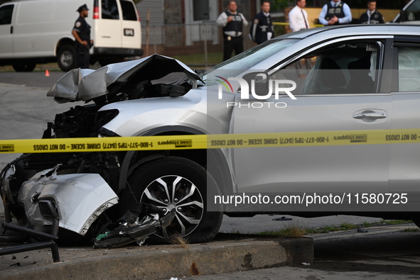 A man driving a vehicle sustains a gunshot wound to the head, loses control, and strikes a pedestrian in the St. Albans section of Queens, N...