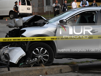 A man driving a vehicle sustains a gunshot wound to the head, loses control, and strikes a pedestrian in the St. Albans section of Queens, N...