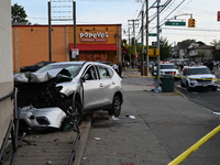 A man driving a vehicle sustains a gunshot wound to the head, loses control, and strikes a pedestrian in the St. Albans section of Queens, N...