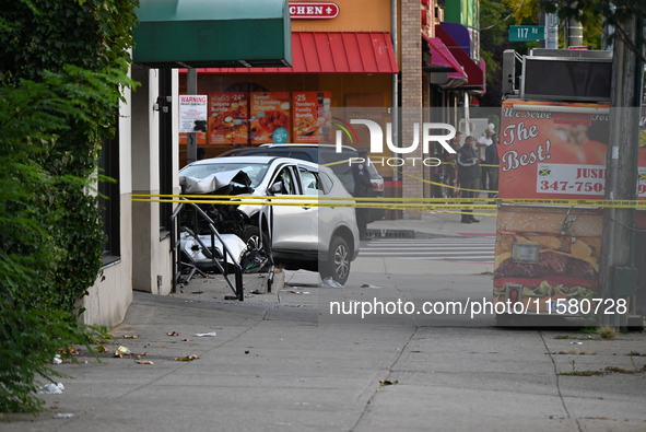 A man driving a vehicle sustains a gunshot wound to the head, loses control, and strikes a pedestrian in the St. Albans section of Queens, N...