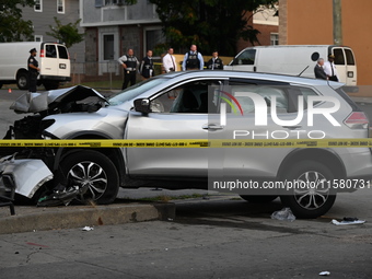 A man driving a vehicle sustains a gunshot wound to the head, loses control, and strikes a pedestrian in the St. Albans section of Queens, N...