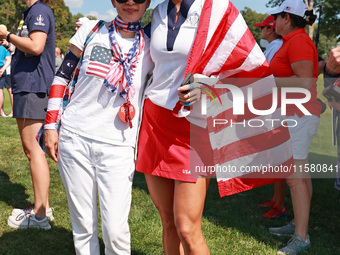 GAINESVILLE, VIRGINIA - SEPTEMBER 15: Lexi Thompson of the United States celebrates after a Team USA win the Solheim Cup at Robert Trent Jon...