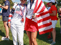 GAINESVILLE, VIRGINIA - SEPTEMBER 15: Lexi Thompson of the United States celebrates after a Team USA win the Solheim Cup at Robert Trent Jon...