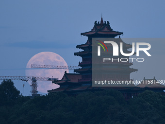 A photo taken in Nanjing, China, on September 17, 2024, shows the ''supermoon'' over Nanjing, Jiangsu province, China. (