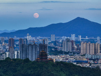 A photo taken in Nanjing, China, on September 17, 2024, shows the ''supermoon'' over Nanjing, Jiangsu province, China. (