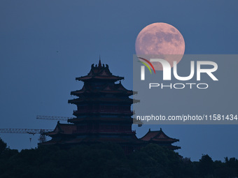 A photo taken in Nanjing, China, on September 17, 2024, shows the ''supermoon'' over Nanjing, Jiangsu province, China. (