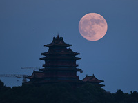 A photo taken in Nanjing, China, on September 17, 2024, shows the ''supermoon'' over Nanjing, Jiangsu province, China. (