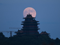 A photo taken in Nanjing, China, on September 17, 2024, shows the ''supermoon'' over Nanjing, Jiangsu province, China. (