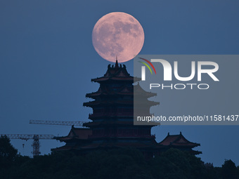 A photo taken in Nanjing, China, on September 17, 2024, shows the ''supermoon'' over Nanjing, Jiangsu province, China. (