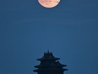 A photo taken in Nanjing, China, on September 17, 2024, shows the ''supermoon'' over Nanjing, Jiangsu province, China. (