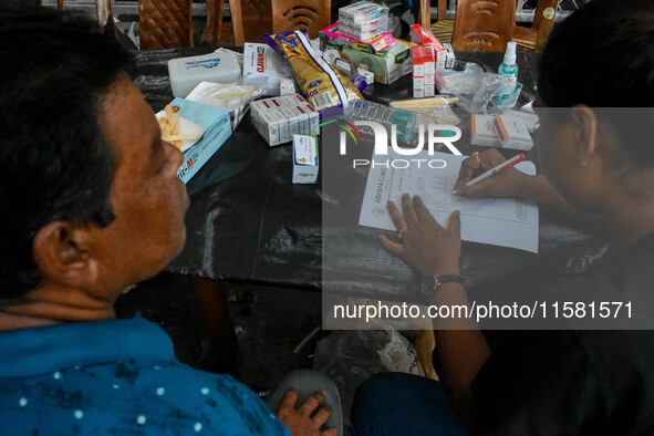 A free clinic named ''Abhaya Clinic'' is seen at the doctors' agitation site in front of the Health Ministry head office in Kolkata, India,...