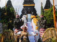 Several Jabodetabek-based Balinese Hindus attended the 19th Pujawali tradition at Parahyangan Agung Jagatkarta Temple in Bogor, West Java, I...