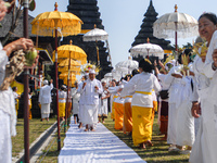 Several Jabodetabek-based Balinese Hindus attended the 19th Pujawali tradition at Parahyangan Agung Jagatkarta Temple in Bogor, West Java, I...