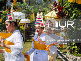 Several Jabodetabek-based Balinese Hindus attended the 19th Pujawali tradition at Parahyangan Agung Jagatkarta Temple in Bogor, West Java, I...