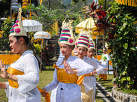 Several Jabodetabek-based Balinese Hindus attended the 19th Pujawali tradition at Parahyangan Agung Jagatkarta Temple in Bogor, West Java, I...