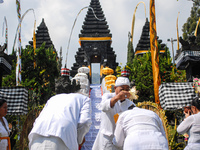 Several Jabodetabek-based Balinese Hindus attended the 19th Pujawali tradition at Parahyangan Agung Jagatkarta Temple in Bogor, West Java, I...