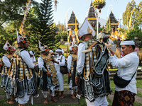 Several Jabodetabek-based Balinese Hindus attended the 19th Pujawali tradition at Parahyangan Agung Jagatkarta Temple in Bogor, West Java, I...