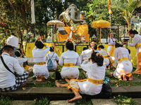 Several Jabodetabek-based Balinese Hindus attended the 19th Pujawali tradition at Parahyangan Agung Jagatkarta Temple in Bogor, West Java, I...