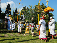 Several Jabodetabek-based Balinese Hindus attended the 19th Pujawali tradition at Parahyangan Agung Jagatkarta Temple in Bogor, West Java, I...