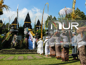 Several Jabodetabek-based Balinese Hindus attended the 19th Pujawali tradition at Parahyangan Agung Jagatkarta Temple in Bogor, West Java, I...