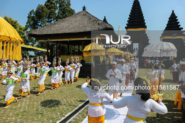 Several Jabodetabek-based Balinese Hindus attended the 19th Pujawali tradition at Parahyangan Agung Jagatkarta Temple in Bogor, West Java, I...