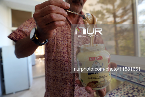 A photo taken in Algiers, Algeria, on September 17, 2024, shows ''El Mordjene'' chocolate and hazelnut spread boxes for sale in a supermarke...