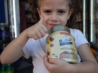 A photo taken in Algiers, Algeria, on September 17, 2024, shows ''El Mordjene'' chocolate and hazelnut spread boxes for sale in a supermarke...