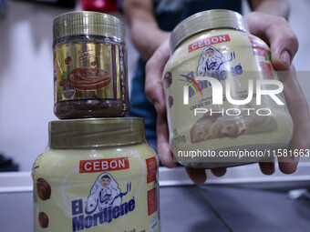 A photo taken in Algiers, Algeria, on September 17, 2024, shows ''El Mordjene'' chocolate and hazelnut spread boxes for sale in a supermarke...