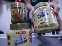 A photo taken in Algiers, Algeria, on September 17, 2024, shows ''El Mordjene'' chocolate and hazelnut spread boxes for sale in a supermarke...