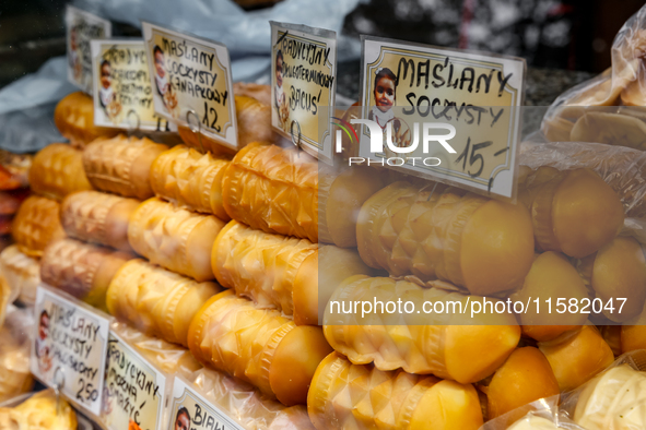 Traditional goat milk cheese are seen on a landmark Krupowki Street in the center of Zakopane, a popular Tatra mountain holiday resort as Au...