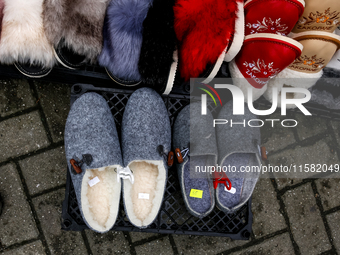 Traditional winter sleepers are seen on a landmark Krupowki Street in the center of Zakopane, a popular Tatra mountain holiday resort as Aut...