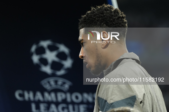 Jude Bellingham central midfield of Real Madrid and England during the UEFA Champions League 2024/25 League Phase MD1 match between Real Mad...