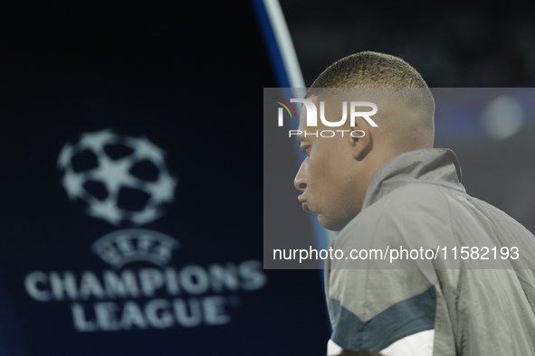 Kylian Mbappe centre-forward of Real Madrid and France during the UEFA Champions League 2024/25 League Phase MD1 match between Real Madrid C...