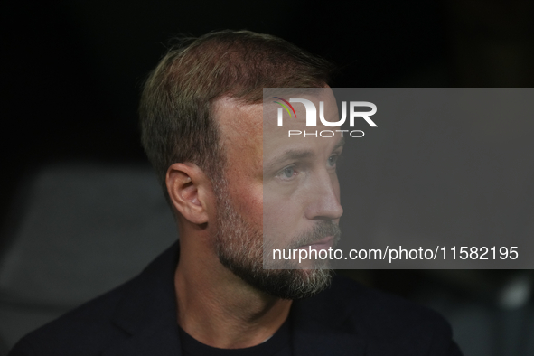 Sebastian Hoeness head coach of Stuttgart during the UEFA Champions League 2024/25 League Phase MD1 match between Real Madrid C.F. and VfB S...