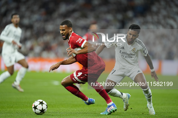 Josha Vagnoman right-back of Stuttgart and Germany and Rodrygo Goes right winger of Real Madrid and Brazilcompete for the ball during the UE...