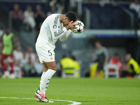 Jude Bellingham central midfield of Real Madrid and England reacts during the UEFA Champions League 2024/25 League Phase MD1 match between R...