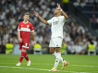 Kylian Mbappe centre-forward of Real Madrid and France lament a failed occasion during the UEFA Champions League 2024/25 League Phase MD1 ma...