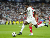 Vinicius Junior left winger of Real Madrid and Brazil in action during the UEFA Champions League 2024/25 League Phase MD1 match between Real...